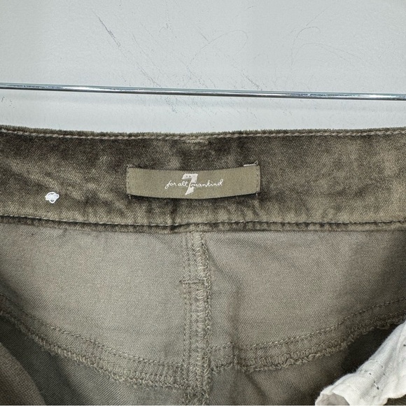 NWT 7 For All Mankind Green Velvet Button Front High Rise Pants Women’s Size 29 - Picture 10 of 13